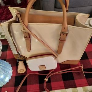 Dooney & Bourke Cream and Tan Tote Bag with Mini Wallet